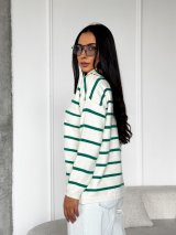 Стильний трикотажний светр у смужку INNOE 300064-1 Зелений