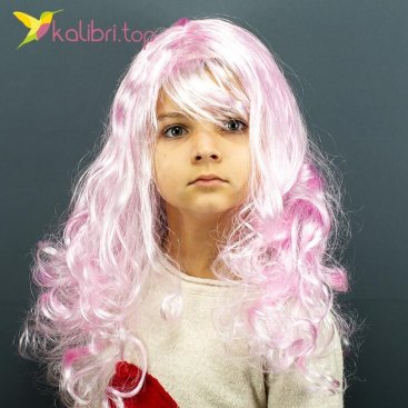 Купити карнавальна перука Кудряшка рожева 4465 оптом фото 01