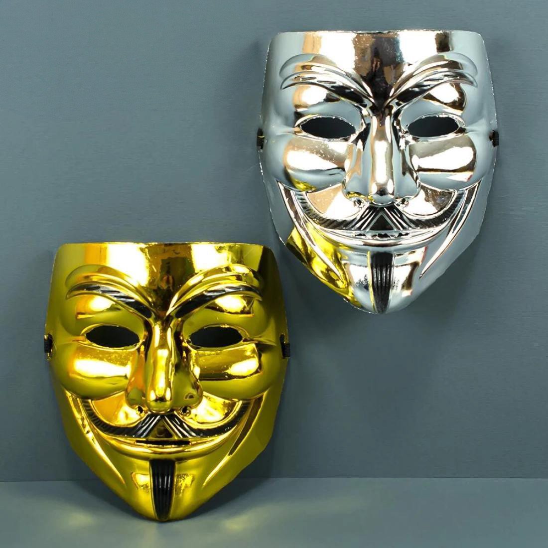 Маска Анонімусу Anonymous золото, срібло