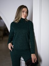 Модний костюм двійка з ангори з начесом 210352-1 Темно-зелений - Купити