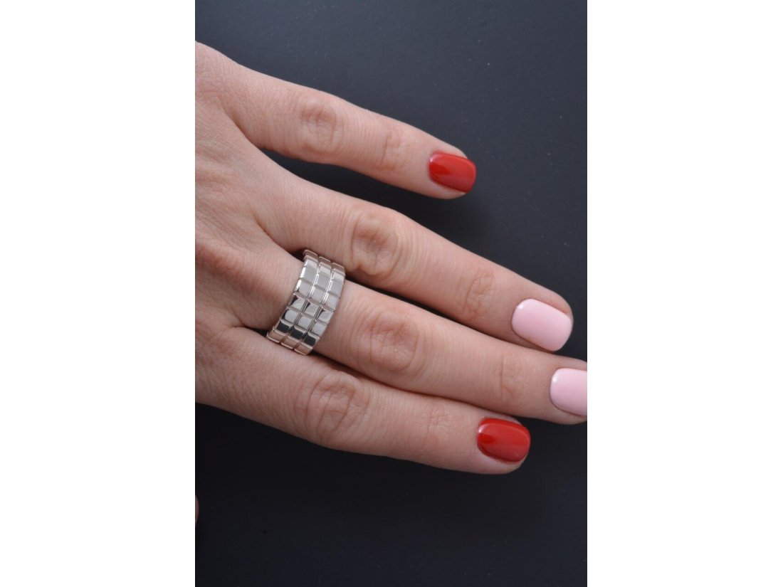 Перстень "Плитка" біле золото - Фото2 Перстень "Плитка" біле золото - Багира