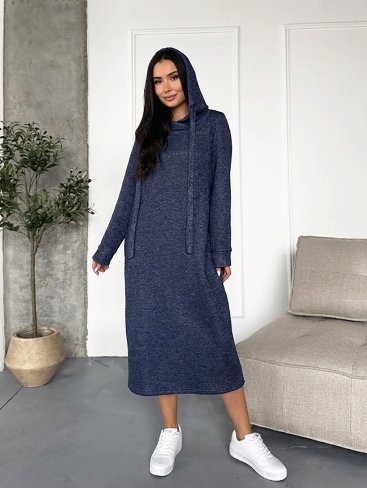 Жіноче плаття з люрексом тепле INNOE 270587-1Тем.синій - Купити