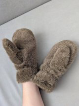 Жіночі теплі хутряні рукавиці Taupe INNOE 85005-2 Тауп