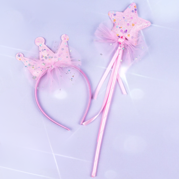 Набір обруч з чарівною паличкою Коронка та Зірочка рожевий - Купити