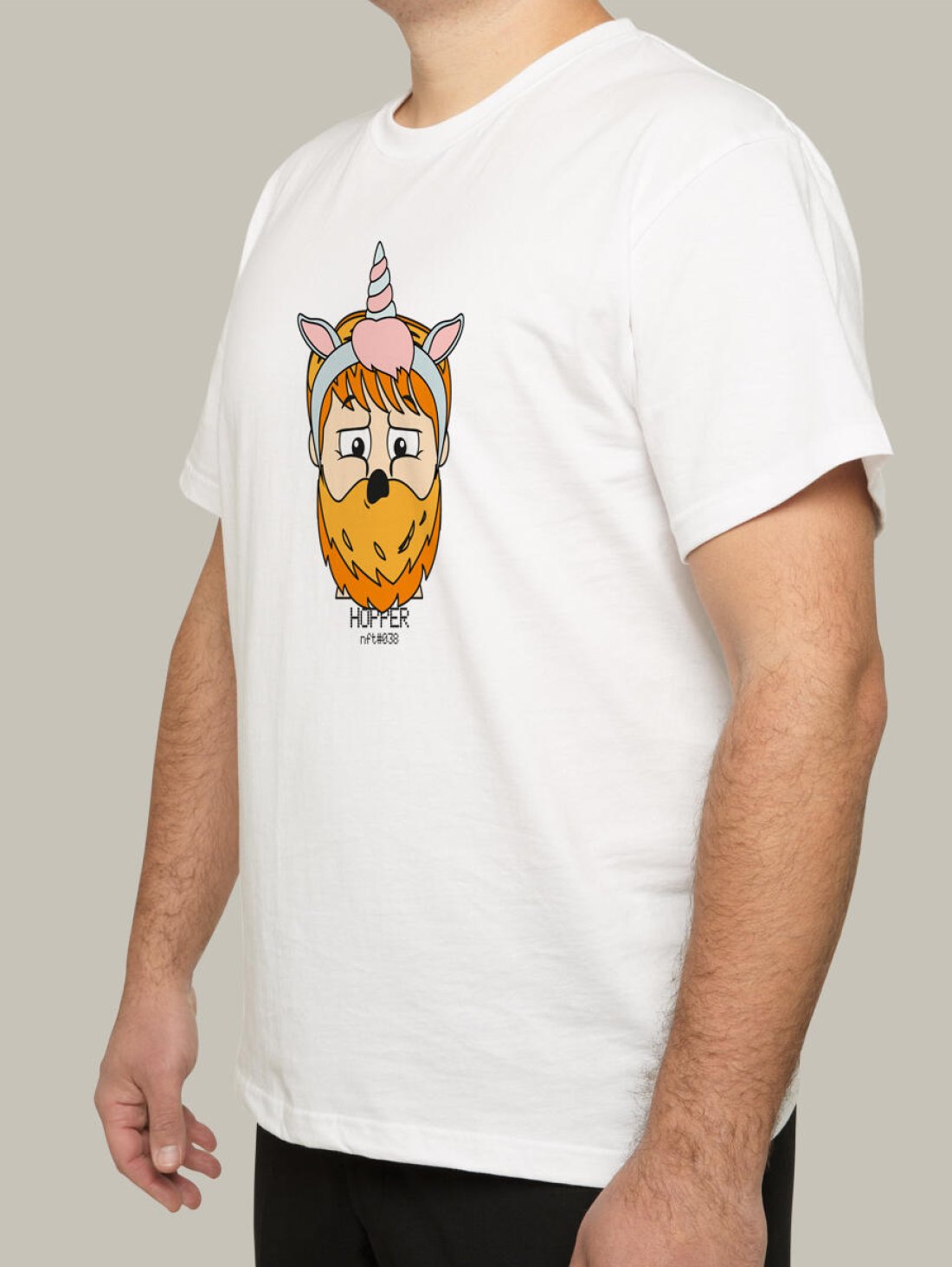 Чоловіча футболка, біла з принтом аватара Hopper 038 - Футболки з принтами - Hopper