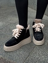 Зимові черевики з натуральної замші з м’яким хутром усередині INNOE 777562-3 Чорний