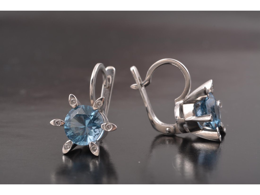 Сережки біле золото &quot;Ромашка&quot; - Багира