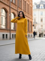 Стильна жіноча сукня максі з м’якого трикотажу 270384-11 Гірчичний - Innoe