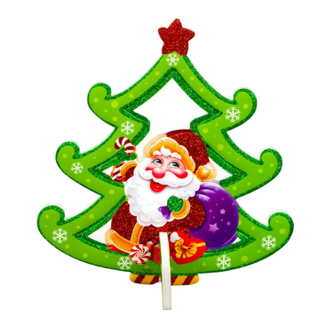 Новорічні прикраси з пінопласту на підставці Санта та Ялинка 19 см - Купити