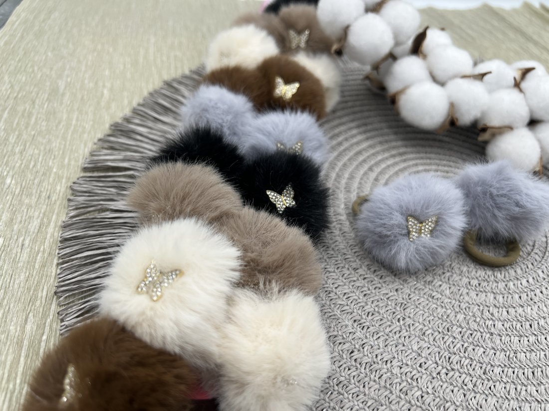 Дитячі резинки хутряні з метеликов 2,5см - Купити