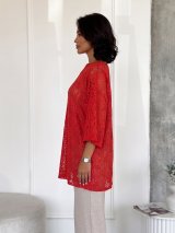 Ефектна мереживна туніка oversize INNOE 230241-1 Червоний - Innoe