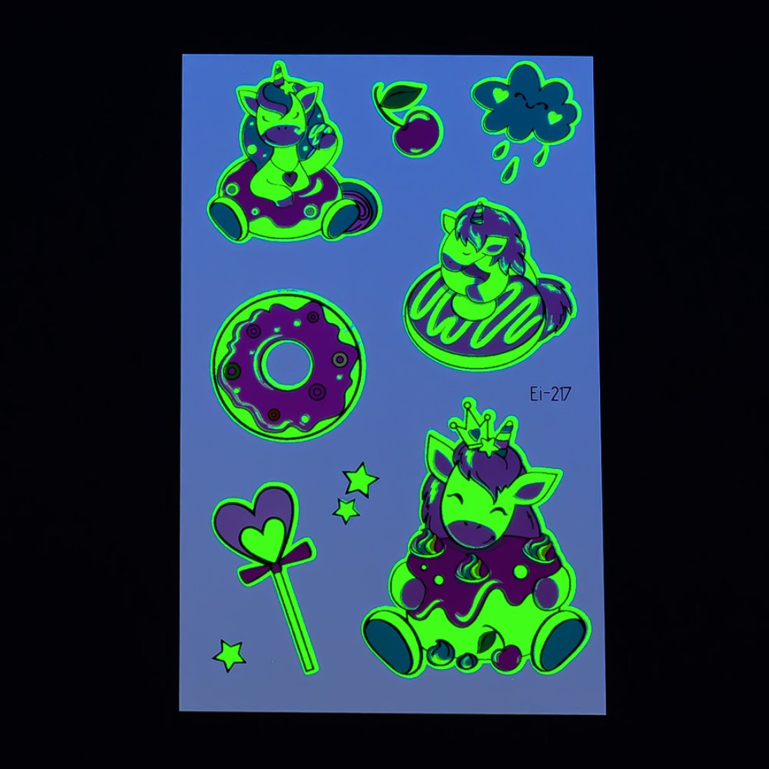 Дитячі татуювання флуоресцентні Єдинороги EI-217