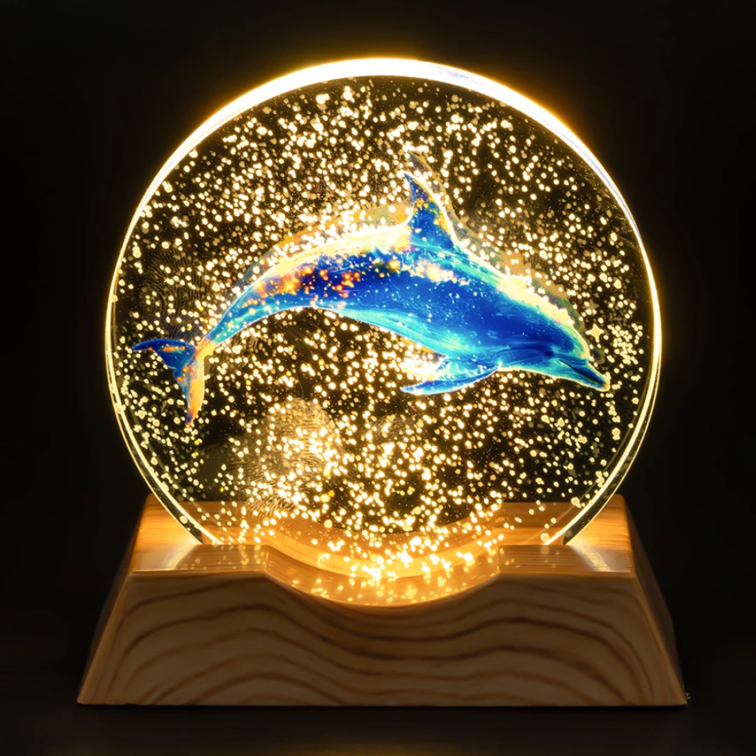 Нічник плоский скляний Дельфін 8 см