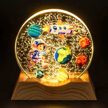 Нічник плоский скляний Хлопчик серед планет 8 - Купити