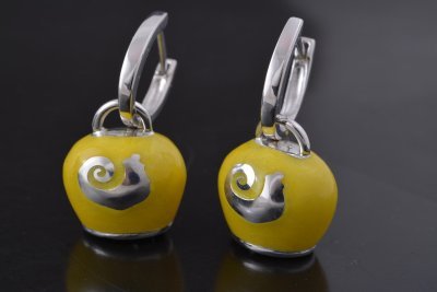 Сережки з емаллю у стилі Chantecler, срібло