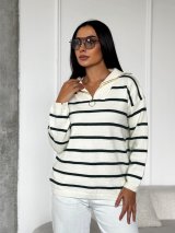 Стильний трикотажний светр у смужку INNOE 300064-1 Чорний