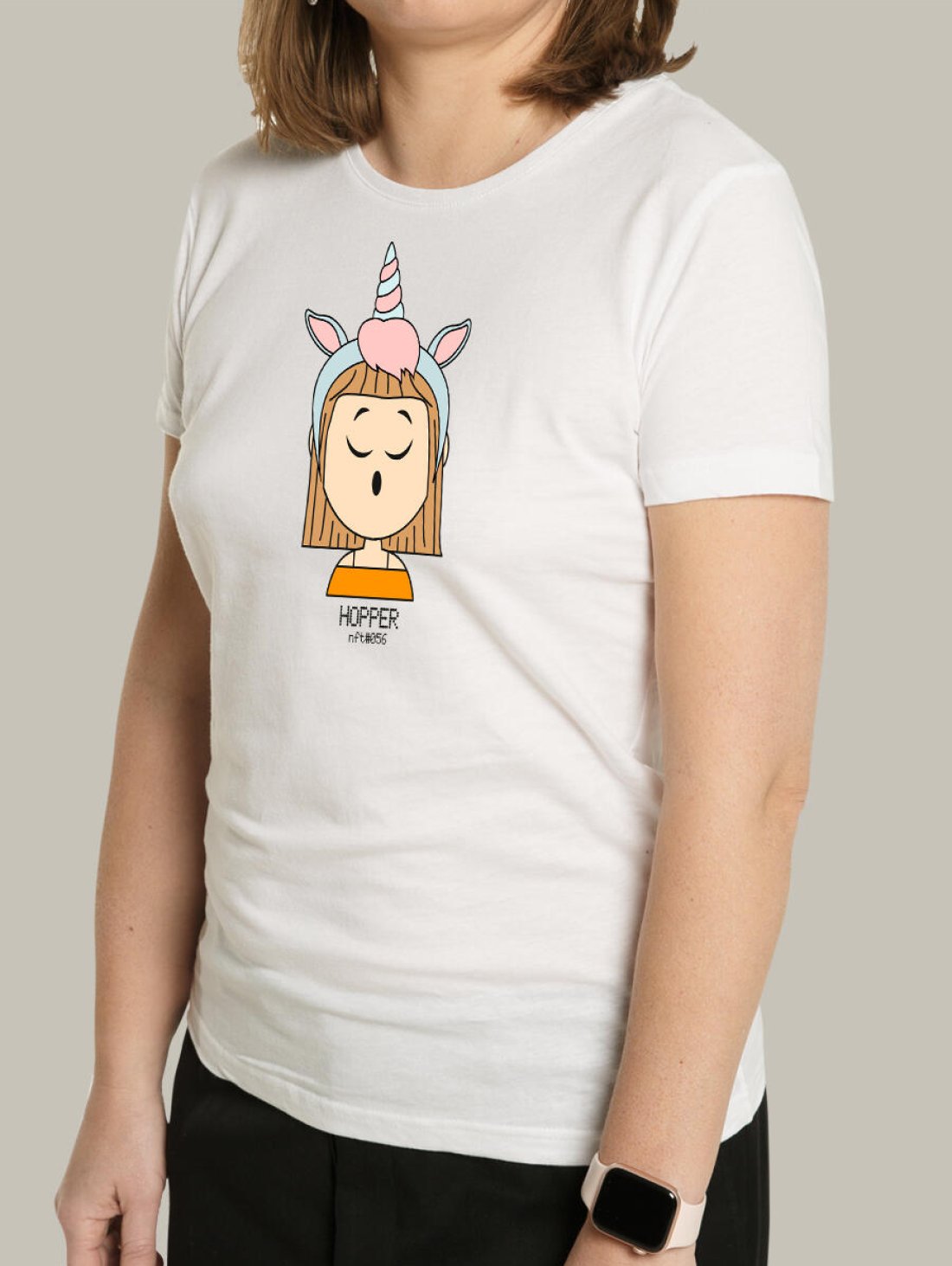 Жіноча футболка, біла з принтом аватара Hopper 056 - Футболки з принтами - Hopper