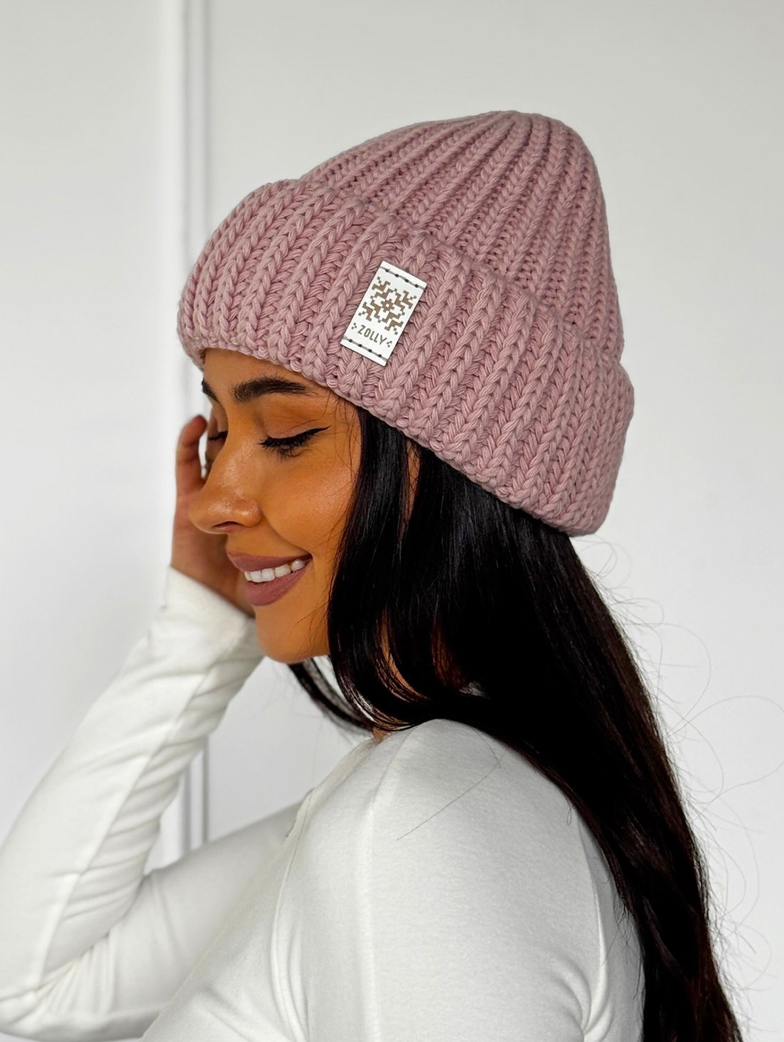 Жіноча шапка на флісі з трендовим дизайном INNOE 950234-1 Світло-пудровий