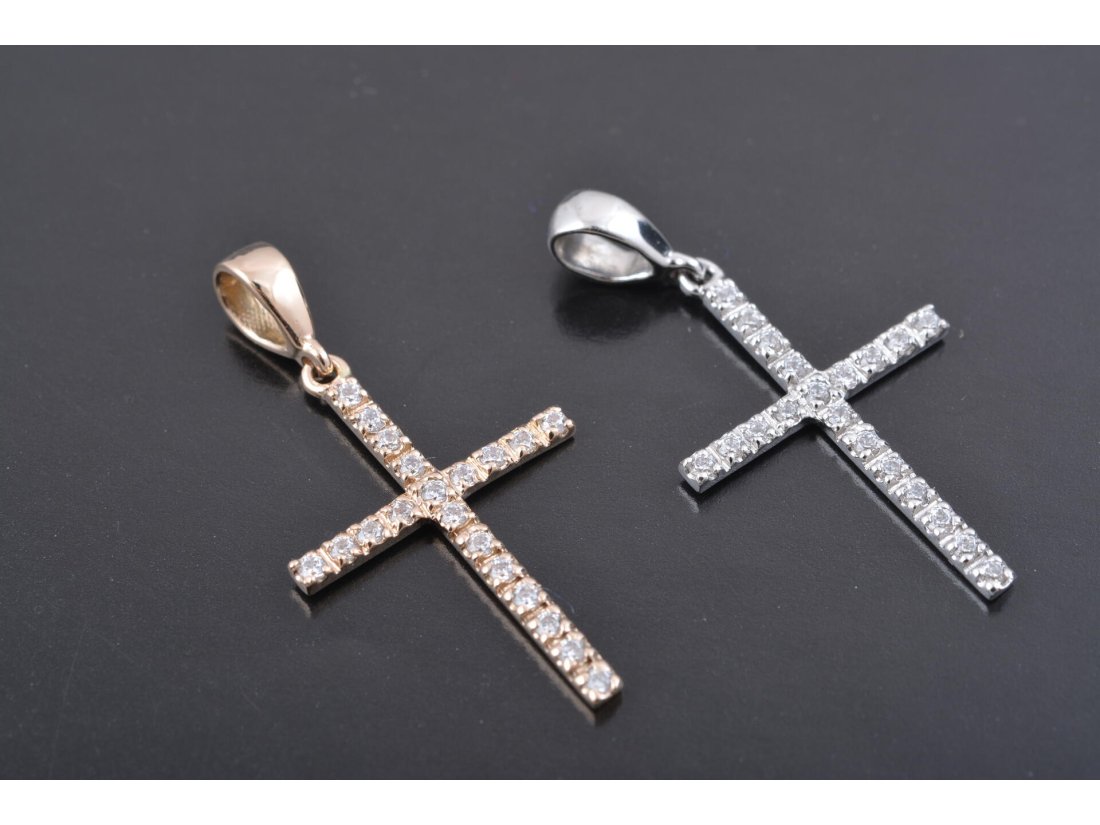 Тоненький хрестик із камінням