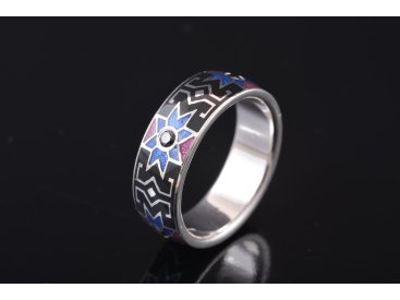 Каблучка біле золото, гаряча емаль - Купити