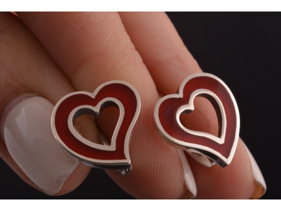 Срібні сережки з емаллю - Фото2 Срібні сережки з емаллю - Багира