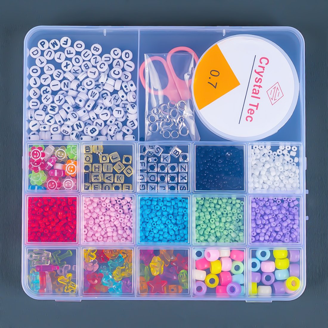 Набір бісеру та намистин для плетіння браслетів Веселка 17 см - Pobut
