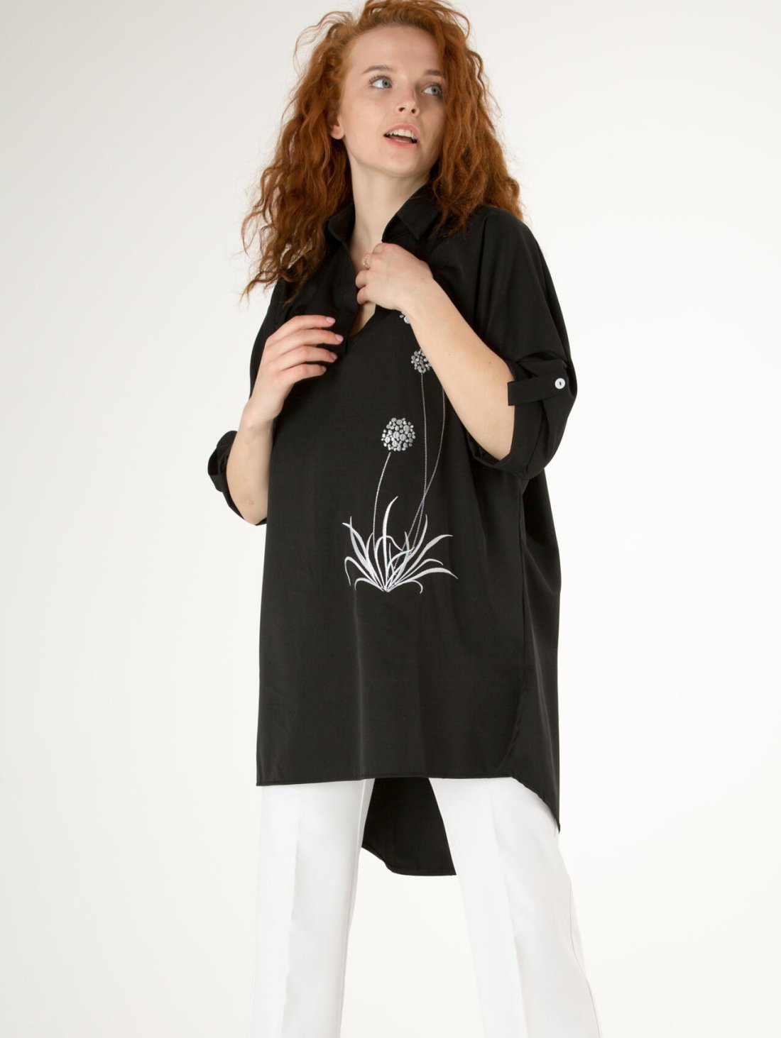 Черная блуза-туника Innoe с вышивкой-3