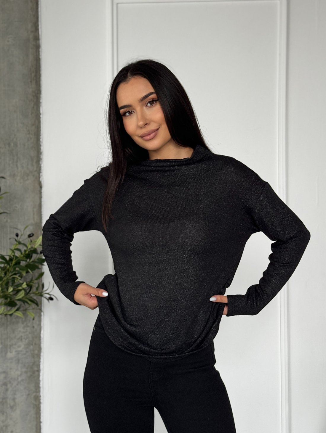 Гольф з люрексовим напиленням INNOE 230208-23 Чорний