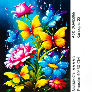 Алмазна мозаїка Квіти та Метелики 40*50 см - Купити