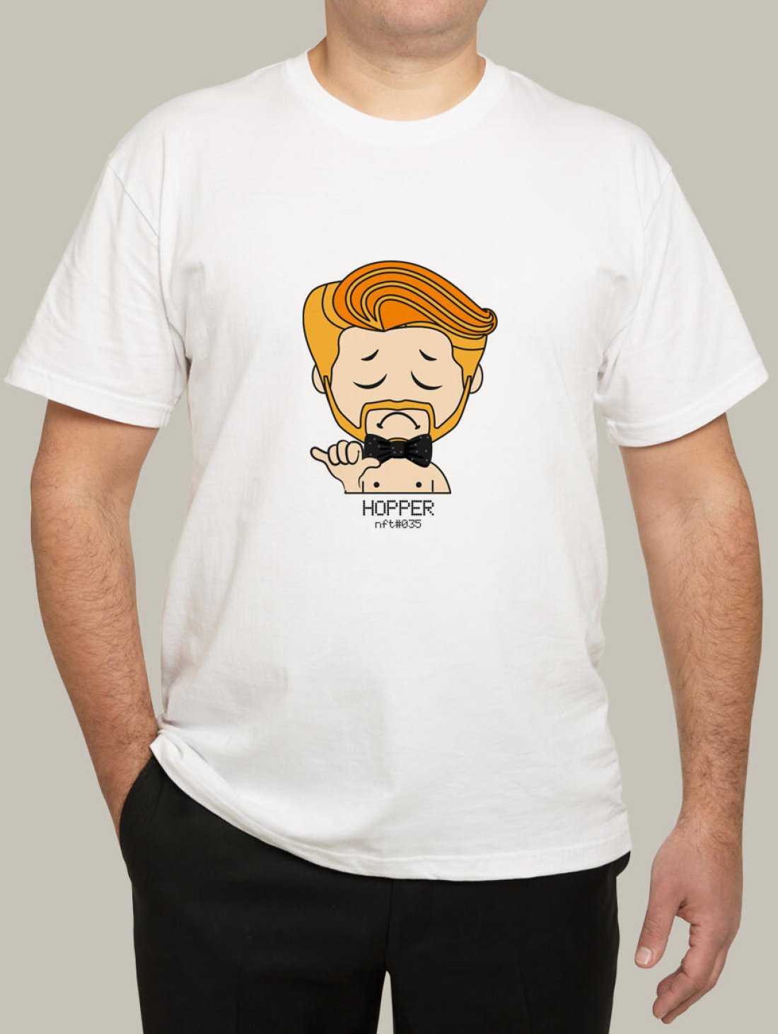 Чоловіча футболка, біла з принтом аватара Hopper 035 - Футболки з принтами - Hopper