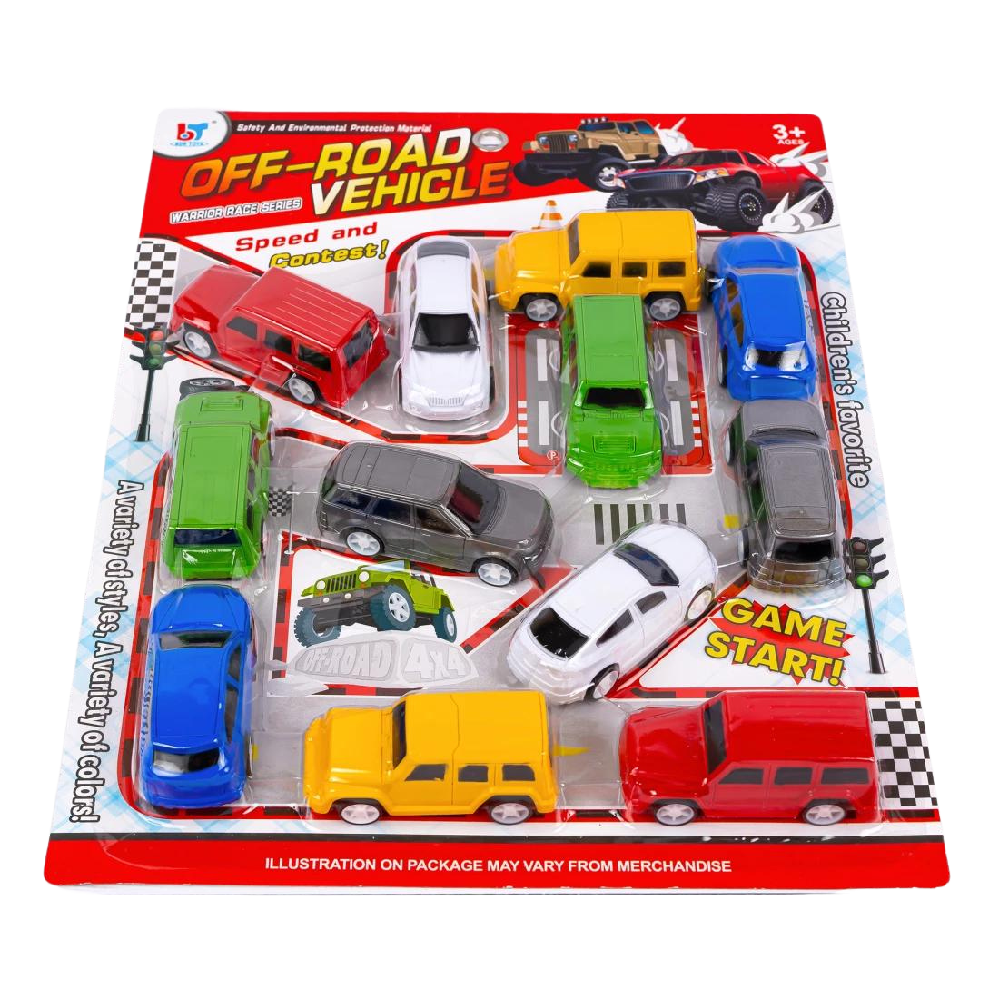 Набір машинок на листі Світлофор 8 см