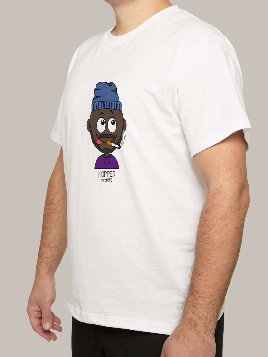 Чоловіча футболка, біла з принтом аватара Hopper 053 - Футболки з принтами - Hopper