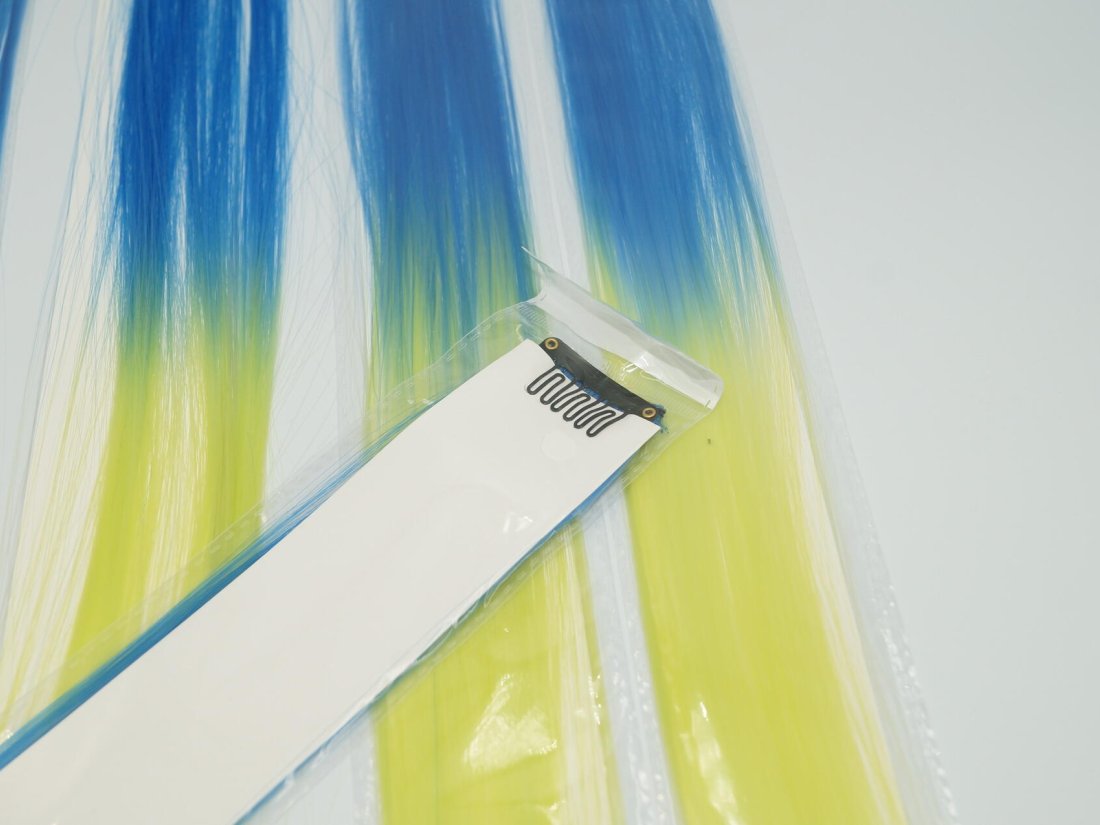 Пасма для волосся на гребінці. Жовто-блакитні - Кристалік