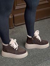 Жіночі замшеві черевики з хутром на платформі INNOE 777562-1 Коричневий - Купити