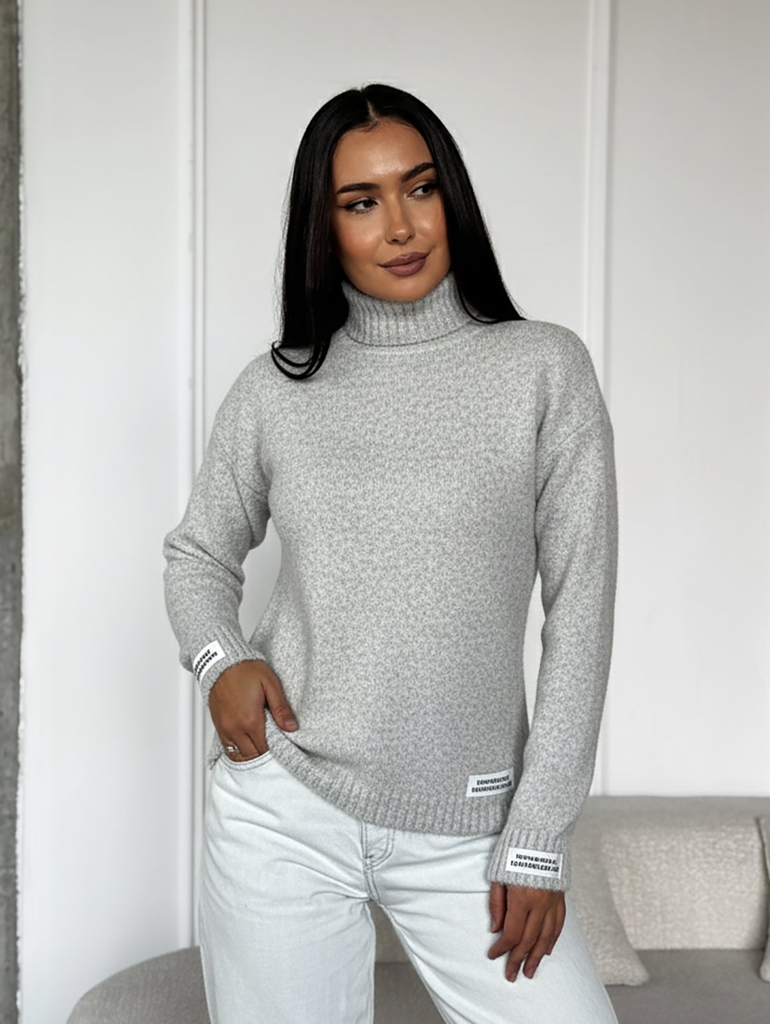 М’який і затишний светр з ангори 300065-2 Сірий - Innoe