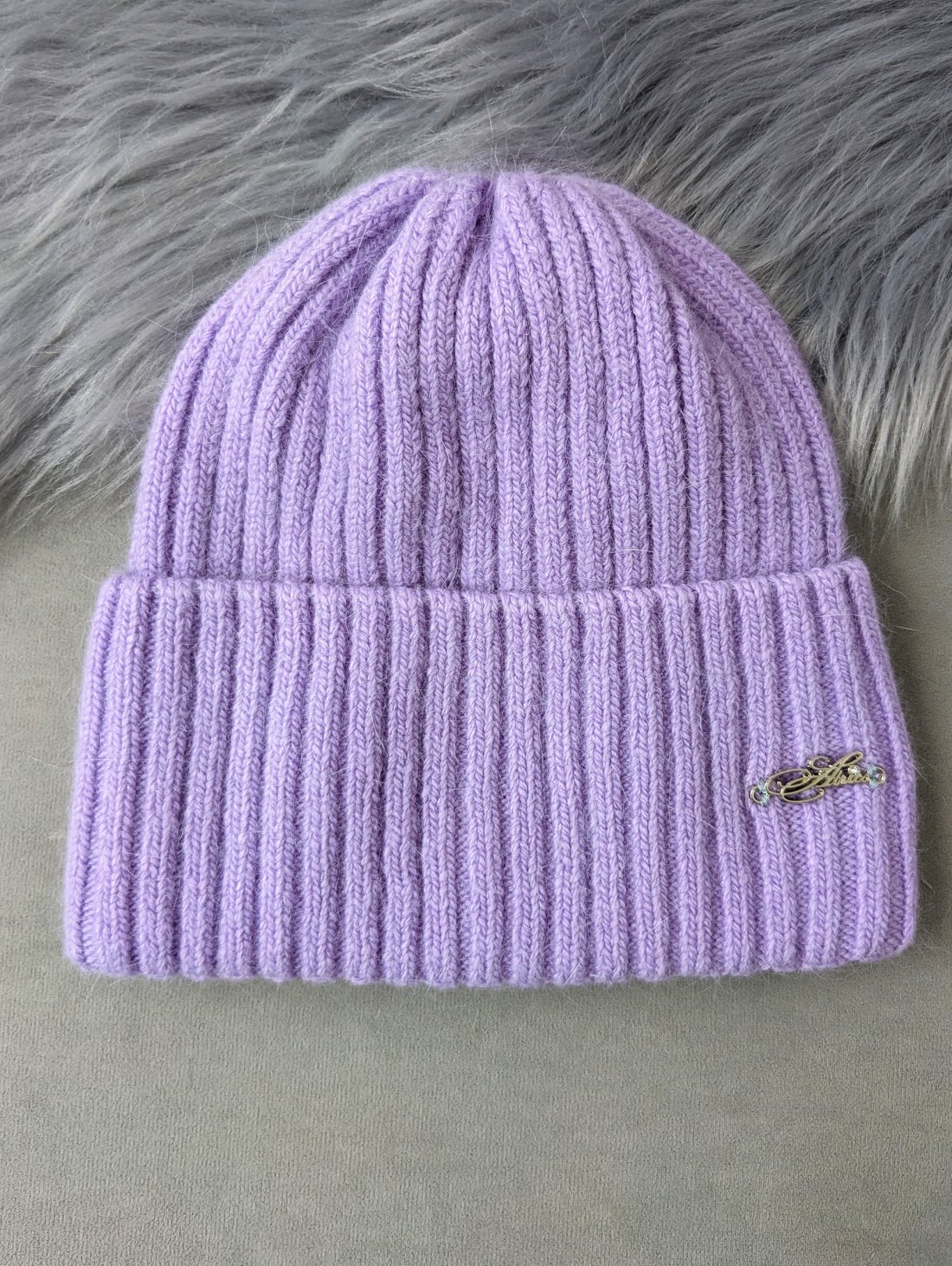 Стильна жіноча шапка рельєфної в'язки INNOE 950868-1 Лавандовий