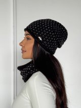 В’язаний комплект для жінок із шапкою та снудом INNOE 950065-1 Чорний