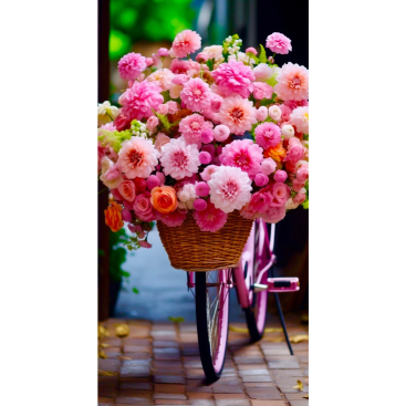 Алмазна мозаїка велосипед та квіти 40*50 см - Купити