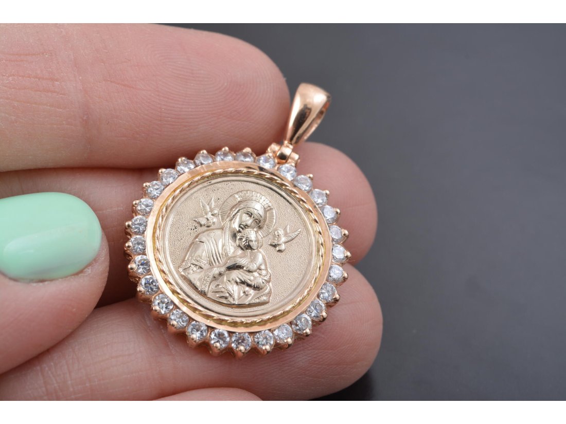 Медальйон із камінням «Мадонна з немовлям» - Багира