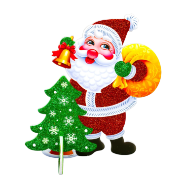 Новорічні прикраси з пінопласту на підставці Санта з Мішком 19 см - Купити