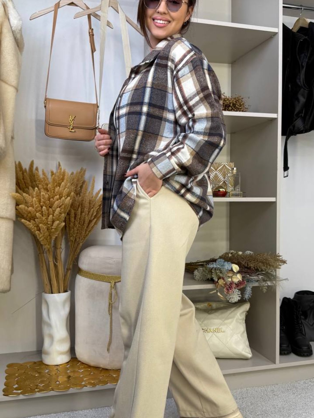 Cтильна базова жіноча сорочка оверсайз INNOE 300066-1 Синій