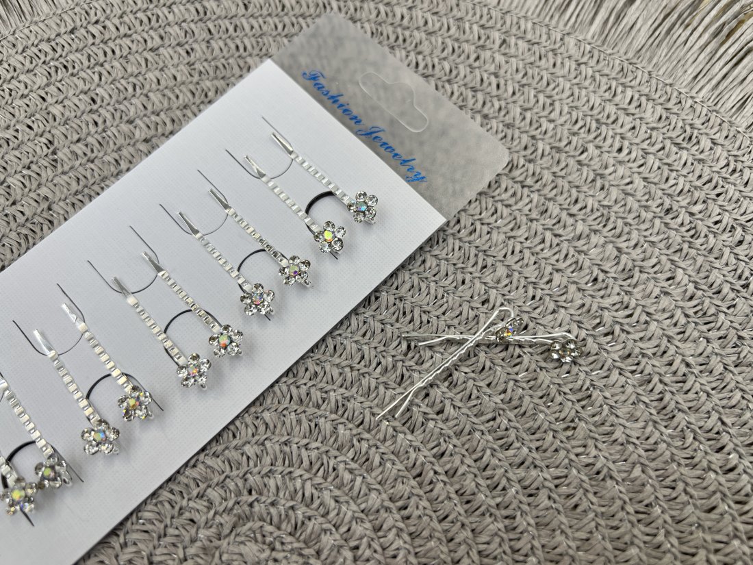 Сталева шпилька для волосся срібло квітка