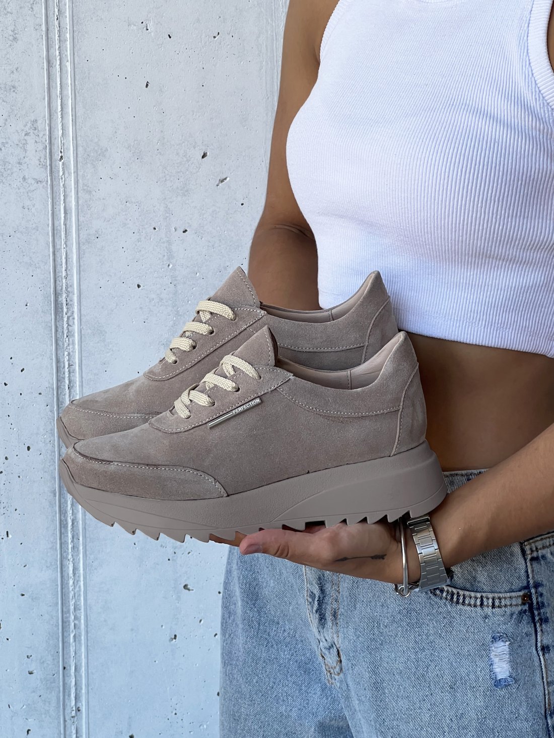 Жіночі замшеві кросівки casual style INNOE 777524 Капучино - Купити