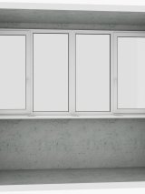 Прямая лоджия (балкон): 2 безопасных классических белых окна (открываются 2 половинки)