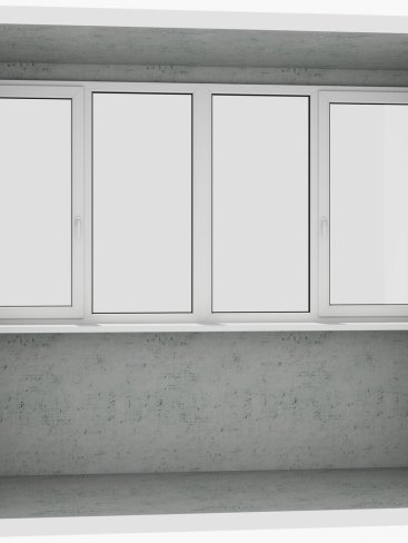 Пряма лоджія (балкон): 2 безпечних класичних білих вікна (відкріваються 2 половинки) - Купити