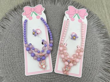 Дитячий набір - намисто, браслет, кільце з бусами - Купити