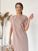 Літня сукня з вишивкою INNOE 270353-5 Пудровий