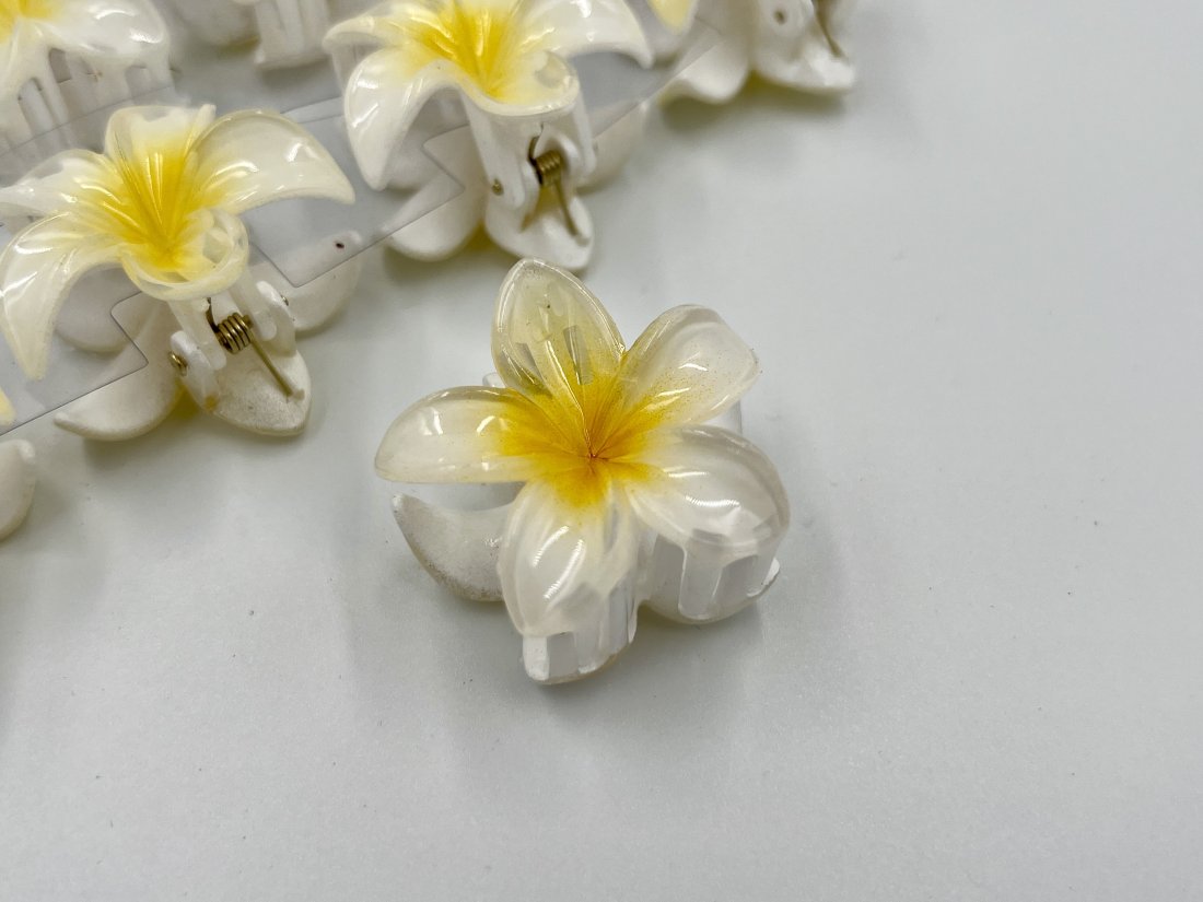 Краби для волосся 4 см. Гавайська лілія біла